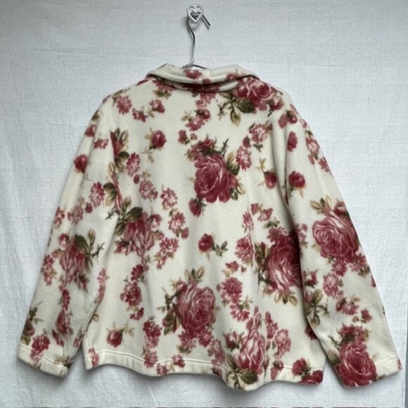 Blair Women's Floral Fleece Jacket - Front Button - Size 2XL - Picture 5 of 10